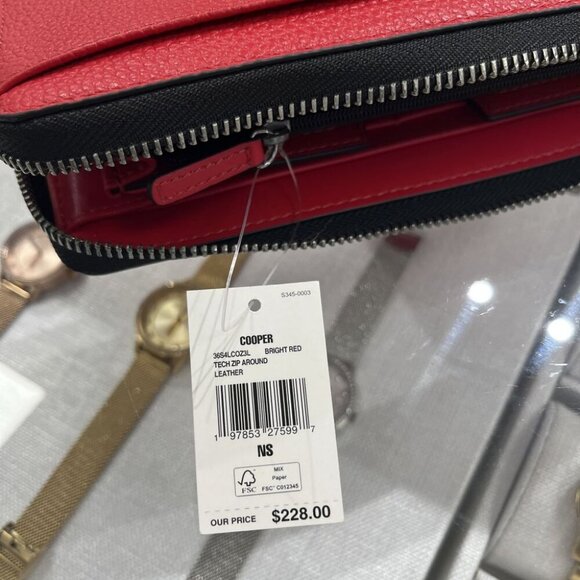 Michael Kors Cooper Pebbled Leather Smartphone Wallet 36S4LCOZ3L BRIGHT RED - Picture 10 of 11
